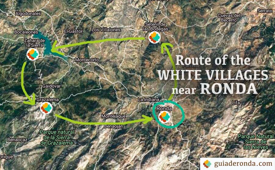 hill towns near Ronda tour map